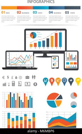 Financial Infographic set with charts and other elements Stock Vector
