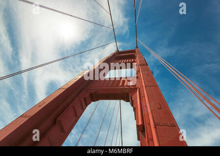 Golden Gate Bridge a closeup North tower, San Francisco Stock Photo