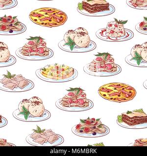 Italian cuisine dishes on white background Stock Vector