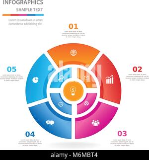 Circle with icons. can use for business concept. education diagram. Stock Vector