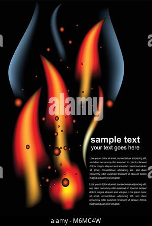 Fire flames on black background Stock Vector