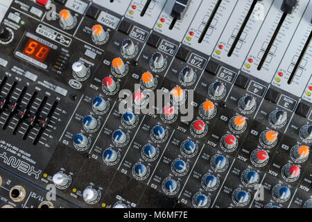 Professional sound engineer's console. Remote control for sound engineer Stock Photo