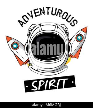 Astronaut adventure spirit printe for tshirt Stock Vector