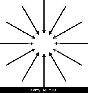 Concentric, radial, radiating arrows. Circular arrow element Stock Vector