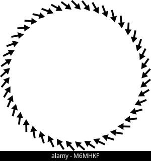 Concentric, radial, radiating arrows. Circular arrow element Stock Vector
