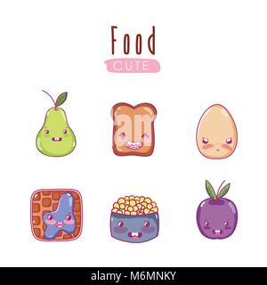 Cute food kawaii cartoons vector illustration graphic design Stock Vector