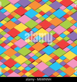 Abstract vector background of multi-colored cubes, seamless and repeatable pattern Stock Vector