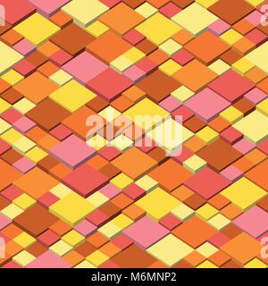 Vector background. Seamless illustration of abstract texture with squares. Autumn colors pattern design Stock Vector