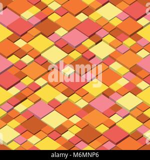 Autum. Abstract seamless pattern from the isometric cubes and colors of autumn Stock Vector