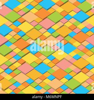 Summer. Abstract vector background of isometric cubes. Geometric squares in summer colors Stock Vector
