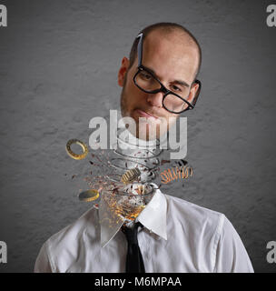 Stress and overwork concept. Explosion of a head of a businessman Stock Photo