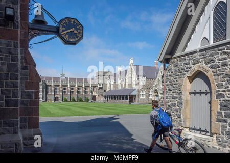 Historic buildings around Quadrangle, Christ's College, Rolleston Ave, Christchurch, Canterbury, South Island, New Zealand Stock Photo