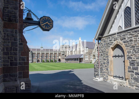 Historic buildings around Quadrangle, Christ's College, Rolleston Ave, Christchurch, Canterbury, South Island, New Zealand Stock Photo