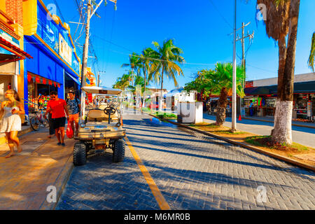 Isla Mujeres. Mexico- November 4, 2016: Street views of the 'Women Island' in the Caribbean Sea, about 13 kilometres (8.1 mi) off the Yucatán Peninsul Stock Photo