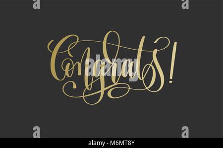 Congrats - golden hand lettering inscription text Stock Vector