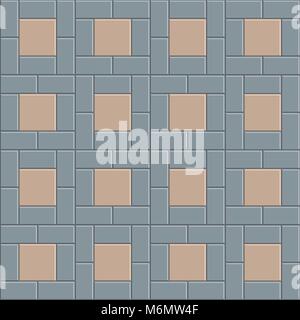 3D brick pavement tile floor seamless pattern for decoration and design. vector illustration Stock Vector