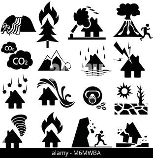 Vector black disaster icon set Stock Vector Image & Art - Alamy