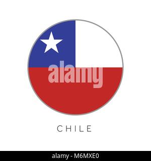 Chile flag round circle vector icon Stock Vector
