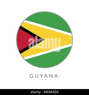 Guyana flag round circle vector icon Stock Vector