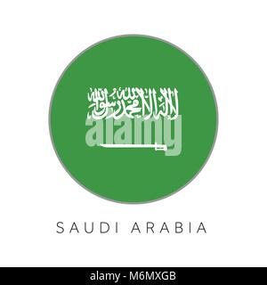 Saudi Arabia flag round circle vector icon Stock Vector