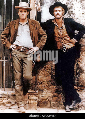 BUTCH CASSIDY AND THE SUNDANCE KID 1969 Twentieth Century Fox film with Paul Newman at left and Robert Redford Stock Photo