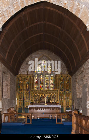 Interior view along the nave looking towards the east end and altar of the GradeI listed St Andrews Church, Clevedon, Somerset, England. Stock Photo