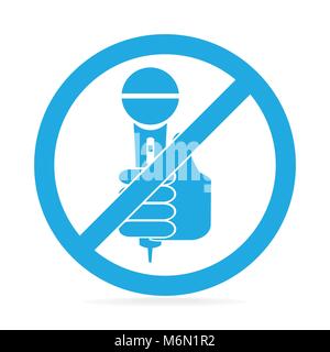 Hand holding microphone icon, No interview answering question concept Stock Vector