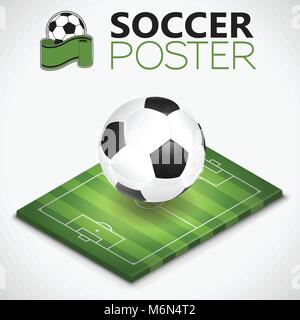 Isometric Soccer Field and Ball Stock Vector