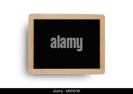 Blank chalkboard. blackboard with wooden frame on white background. can add your own text on space. Stock Photo