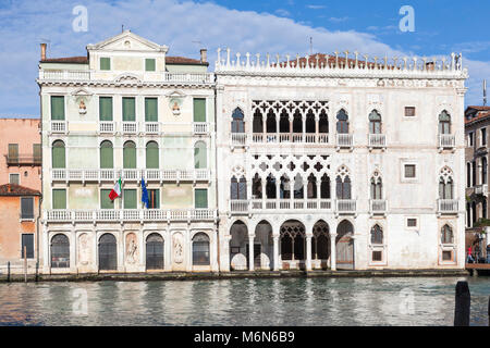 Palazzo Santa Sofia, or Ca' D'Oro,  and Palazzo Giusti, Grand Canal, Cannaregio, Venice, Veneto,  Italy. Ca' D'Oro is an art museum known as Galleria  Stock Photo