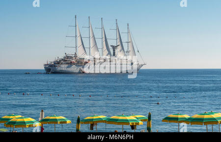 Wind Surf cruise ship moored in Amalfi Bay, Italy. Stock Photo