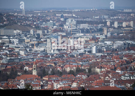 05 March 2018, Germany, Stuttgart: Overview of the city centre of Stuttgart. Photo: Marijan Murat/dpa Stock Photo