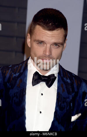 Sebastian Stan attending the 2018 Vanity Fair Oscar Party hosted by Radhika Jones at Wallis Annenberg Center for the Performing Arts on March 4, 2018 in Beverly Hills, California. | usage worldwide Stock Photo