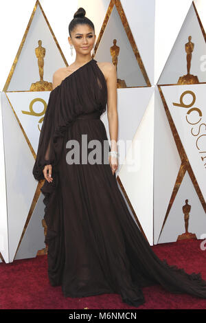 Hollywood, California. 4th Mar, 2018. Zendaya attending the 90th Annual Academy Awards at Hollywood & Highland Center on March 4, 2018 in Hollywood, California. | usage worldwide Credit: dpa/Alamy Live News Stock Photo