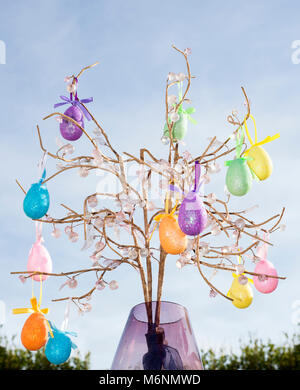 easter egg tree decoration against a clear blue sky Stock Photo
