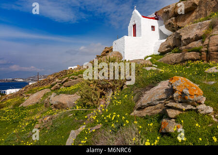 Church of St. Basil on island Mykonos, Greece Stock Photo