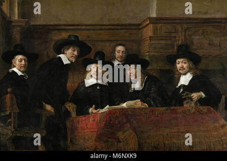 Rembrandt Harmenszoon van Rijn - The Wardens of the Amsterdam Drapers’ Guild, Known as ‘The Syndics’ Stock Photo