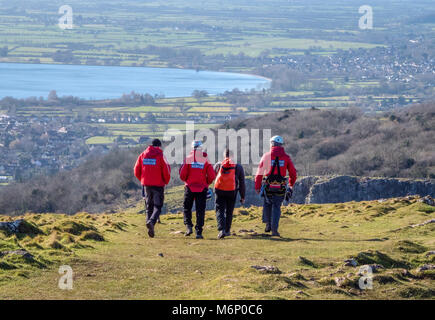 Men from the Avon and Somerset Search and Rescue team heading to a training exercise in the Cheddar Gorge on the Mendip HiIls of Somerset UK Stock Photo