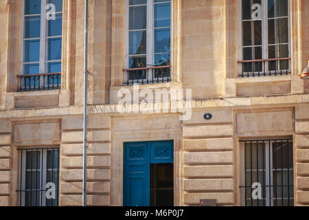 Bordeaux, France - January 26, 2018 : architectural detail of the facade of the annex of the city hall on a winter day Stock Photo