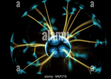 Electricity fire-ball. Abstract photo of electric waves. Static electricity