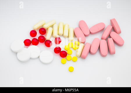 Colorful of medications on White Background Stock Photo