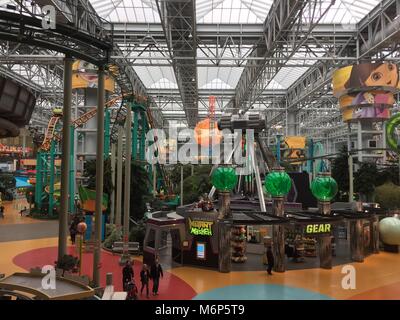Minneapolis Minnesota - November 2016: Nickelodeon Universe Indoor amusement theme park inside the Mall of America. Largest indoor shopping complex in Stock Photo