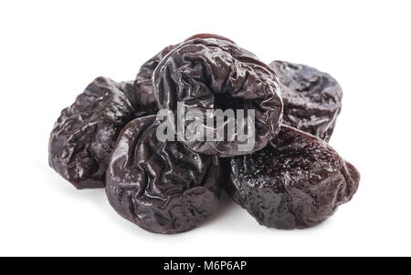 Dried prunes isolated on white background Stock Photo