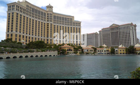 Las Vegas, Nevada - Circa 2017: Bellagio hotel casino day exterior photo. Famous fountains in front of building on las vegas boulevard strip Stock Photo