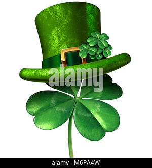 Happy St Patricks Day March celebration symbol with green shamrocks isolated on a white background Stock Photo