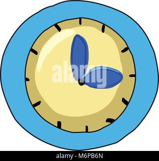 Hand drawn cartoon clock icon isolated on white background. Vector illustration, icon, clip art. Stock Vector