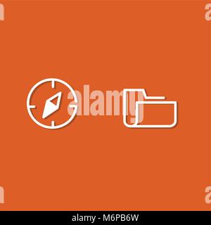 Flat icons of compass and folder. vector illustration, icons, symbols Stock Vector
