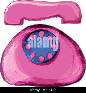 Cute cartoon hand drawn disk telephone in watercolor painting style. Vector illustration, icon, clip art. Stock Vector