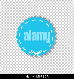 Light blue circle seal stamp wrapped with white cord. Vector icon  with copy space isolated on transparent background. Clip art. Stock Vector