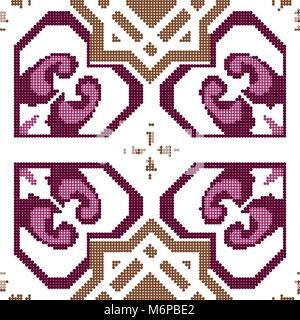 Halftone colorful seamless retro pattern purple geometry heart star Stock Vector